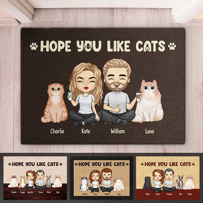 J'espère que vous aimez les chats - Tapis décoratif personnalisé pour chat - Cadeau pour les propriétaires d'animaux et les amoureux des animaux