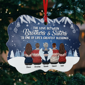 The Love Between Brother & Sister Is One Of Life's Greatest Blessings - Personalized Custom Benelux Shaped Acrylic, Wood, Aluminum Christmas Ornament - Gift For Siblings, Christmas Gift