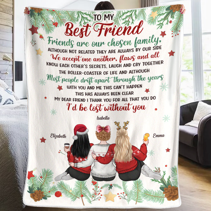 À ma meilleure amie, les amis sont notre famille choisie - Couverture personnalisée Bestie - Cadeau de Noël pour meilleures amies, BFF, sœurs