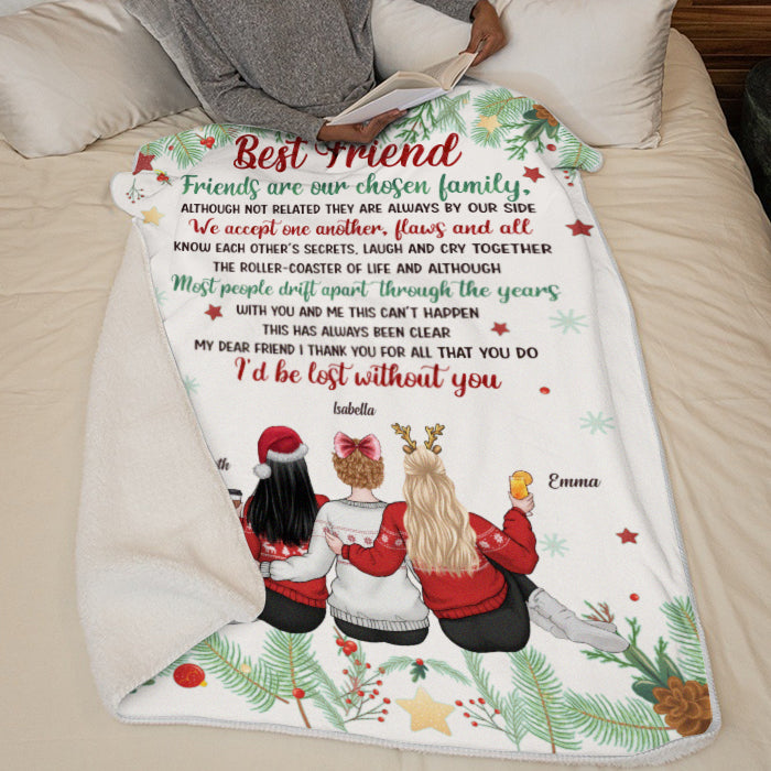 À ma meilleure amie, les amis sont notre famille choisie - Couverture personnalisée Bestie - Cadeau de Noël pour meilleures amies, BFF, sœurs