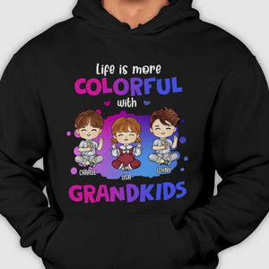 La vie est plus colorée avec ses petits-enfants - Cadeau pour grands-parents, t-shirt unisexe personnalisé, sweat à capuche