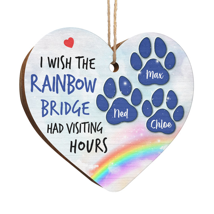 Le Pont Arc-en-ciel - Décoration de Noël en bois personnalisée en forme de cœur - Cadeau commémoratif, cadeau de condoléances, cadeau de Noël