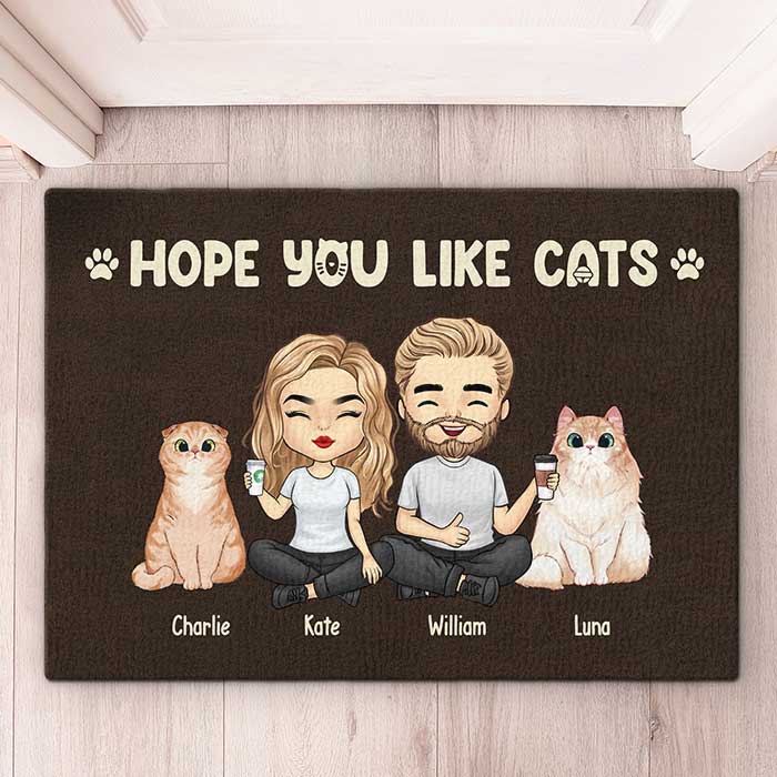 J'espère que vous aimez les chats - Tapis décoratif personnalisé pour chat - Cadeau pour les propriétaires d'animaux et les amoureux des animaux