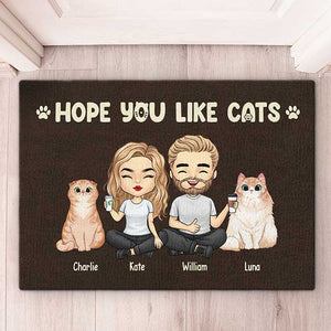 J'espère que vous aimez les chats - Tapis décoratif personnalisé pour chat - Cadeau pour les propriétaires d'animaux et les amoureux des animaux