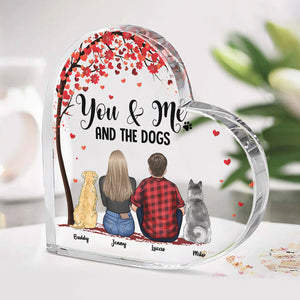 Toi, moi et ces enfants à fourrure - Plaque acrylique personnalisée en forme de cœur pour couple - Cadeau pour couples, propriétaires d'animaux, amoureux des animaux