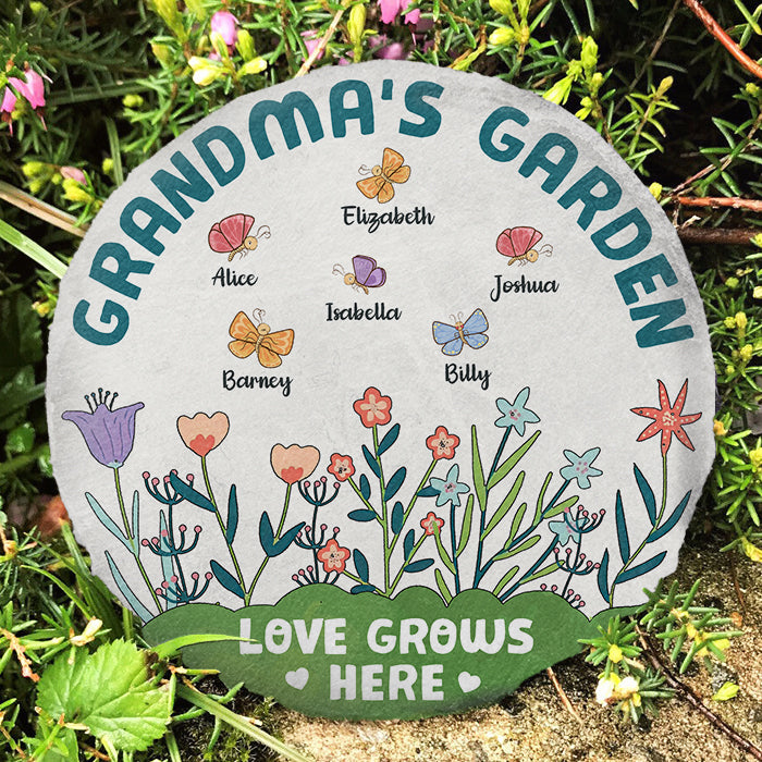 Le jardin de grand-mère où l'amour pousse - Pierre de jardin personnalisée - Cadeau pour grand-mère et grands-parents