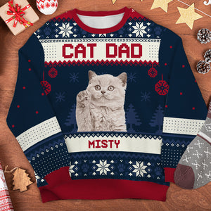 Je suis une maman chat - Sweat-shirt de Noël unisexe personnalisé, sweat-shirt en laine, sweat-shirt imprimé intégral - Télécharger une image, cadeau pour les amoureux des animaux, cadeau de Noël