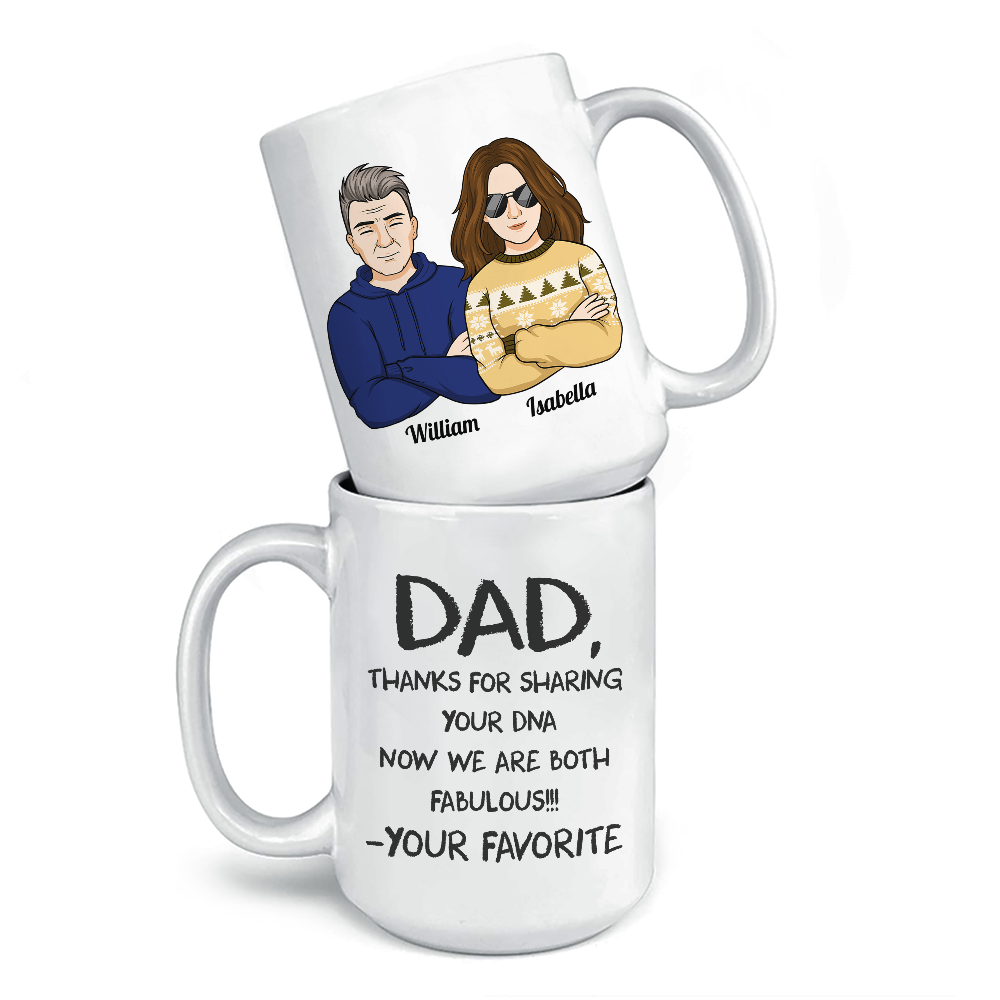 Papa, maman, merci d'avoir partagé ton ADN - Mug personnalisé pour la famille - Cadeau pour les membres de la famille