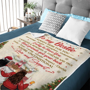 To My Bestie, Always Here For You - Bestie Personalized Custom Blanket - Christmas Gift For Best Friends, BFF, Sisters