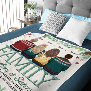 Family Members Never Apart At Heart - Family Personalized Custom Blanket - Christmas Gift For Christmas Gift For Siblings, Brothers, Sisters