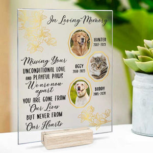 Missing You Unconditional Love And Playful Paws - Upload Image - Personalized Acrylic Plaque.