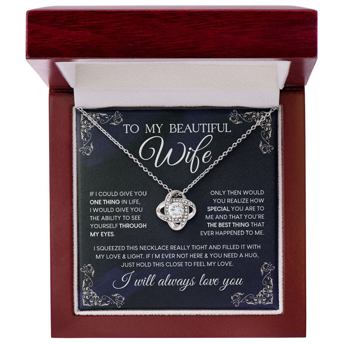 Je t'aimerai toujours - Collier avec nœud d'amour pour couple - Cadeau pour femme, anniversaire