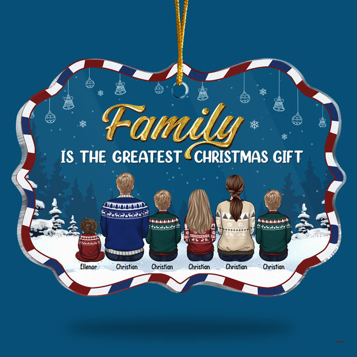 La famille est le meilleur cadeau de Noël ! Décoration de Noël personnalisée en acrylique en forme de Benelux. Cadeau pour la famille, cadeau de Noël.