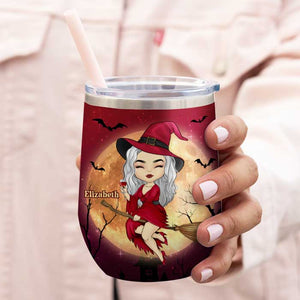 Mon balai s'est cassé, alors maintenant je bois du vin - Verre à vin de sorcière personnalisé - Cadeau pour sorcières, cadeau pour vous-même, cadeau d'Halloween 