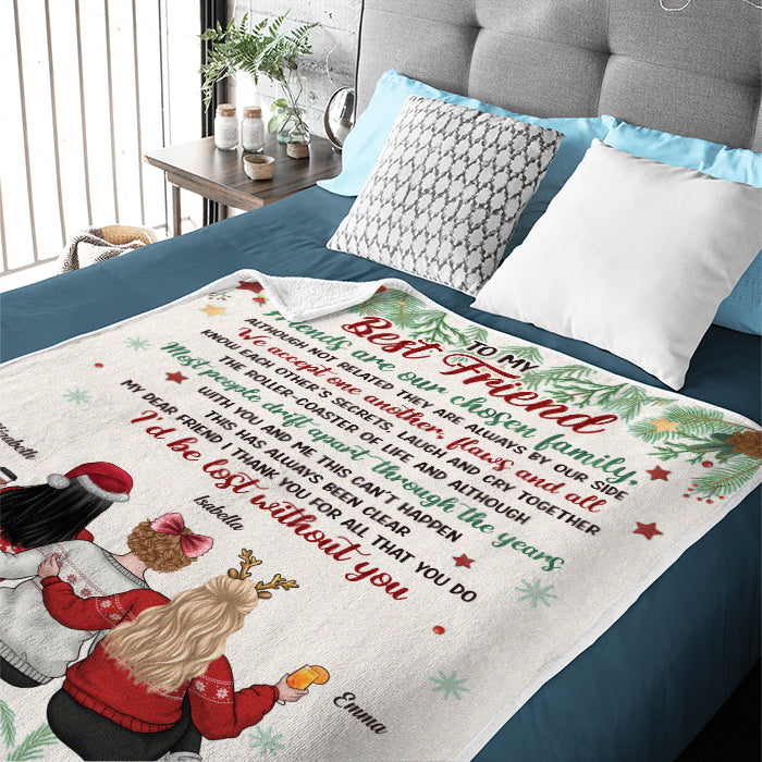 À ma meilleure amie, les amis sont notre famille choisie - Couverture personnalisée Bestie - Cadeau de Noël pour meilleures amies, BFF, sœurs