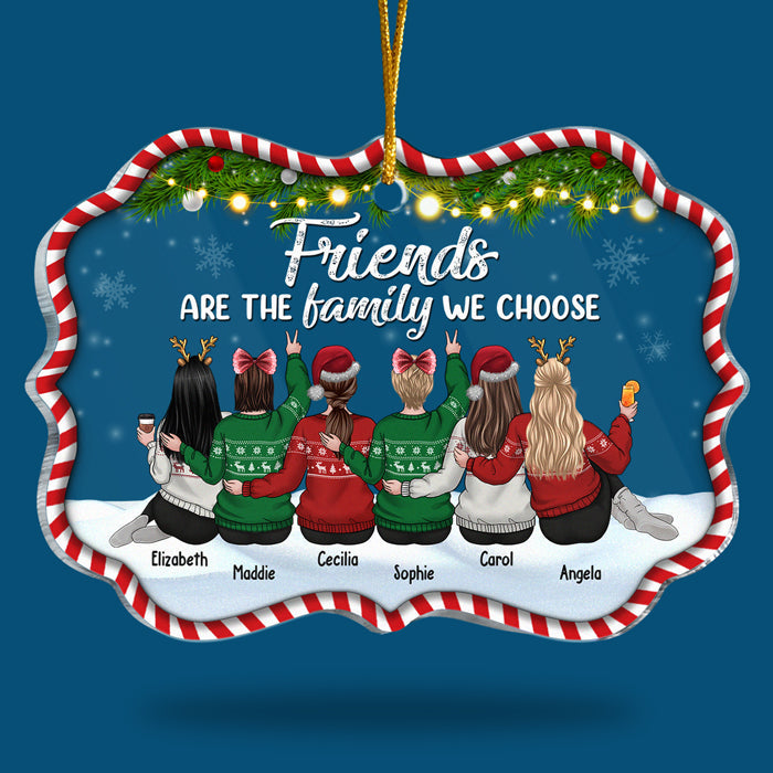 Les amis sont la famille que nous choisissons - Décoration de Noël personnalisée en acrylique en forme de Benelux - Cadeau pour meilleure amie, meilleure amie, sœur, cadeau d'anniversaire pour meilleure amie et amie, cadeau de Noël
