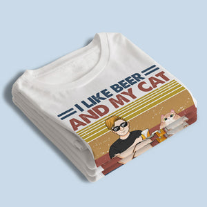 J'aime la bière et mes chats - T-shirt unisexe personnalisé, sweat à capuche, cadeau pour les propriétaires d'animaux et les amoureux des animaux
