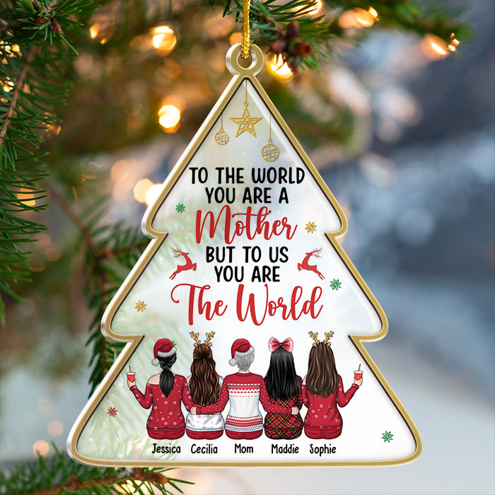 L'amour entre une mère et ses filles est éternel - Décoration de Noël personnalisée en acrylique en forme de sapin de Noël - Cadeau pour la famille, cadeau de Noël