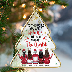 L'amour entre une mère et ses filles est éternel - Décoration de Noël personnalisée en acrylique en forme de sapin de Noël - Cadeau pour la famille, cadeau de Noël