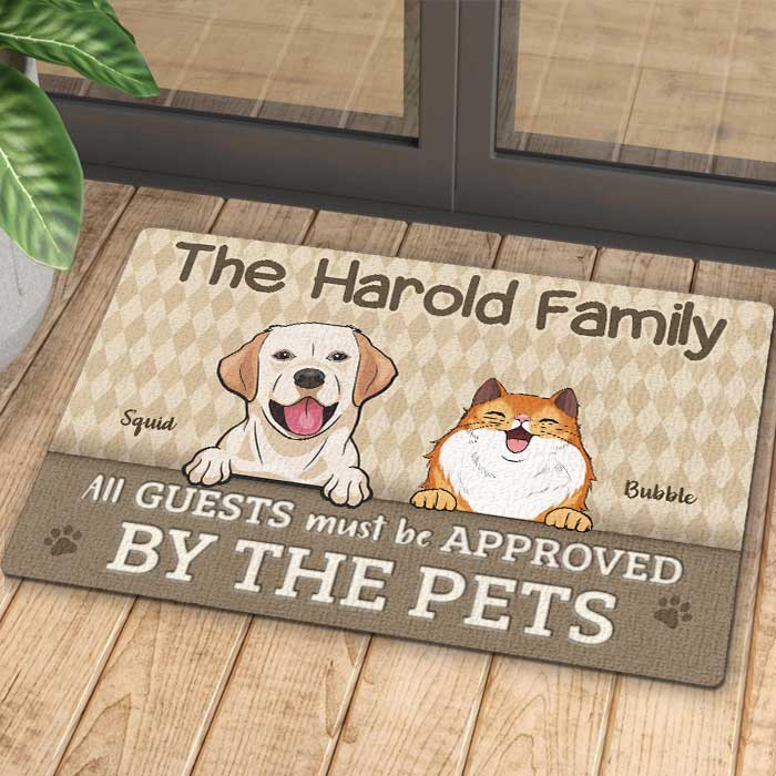 Tous les invités doivent être approuvés par les animaux - Tapis décoratif personnalisé - Télécharger une image, Cadeau pour les amoureux des animaux, Propriétaires d'animaux, Cadeau pour animaux
