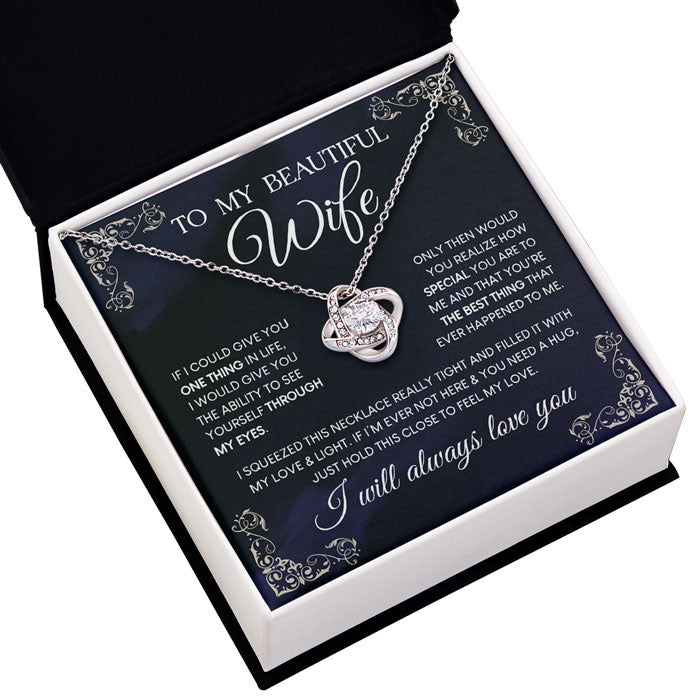 Je t'aimerai toujours - Collier avec nœud d'amour pour couple - Cadeau pour femme, anniversaire
