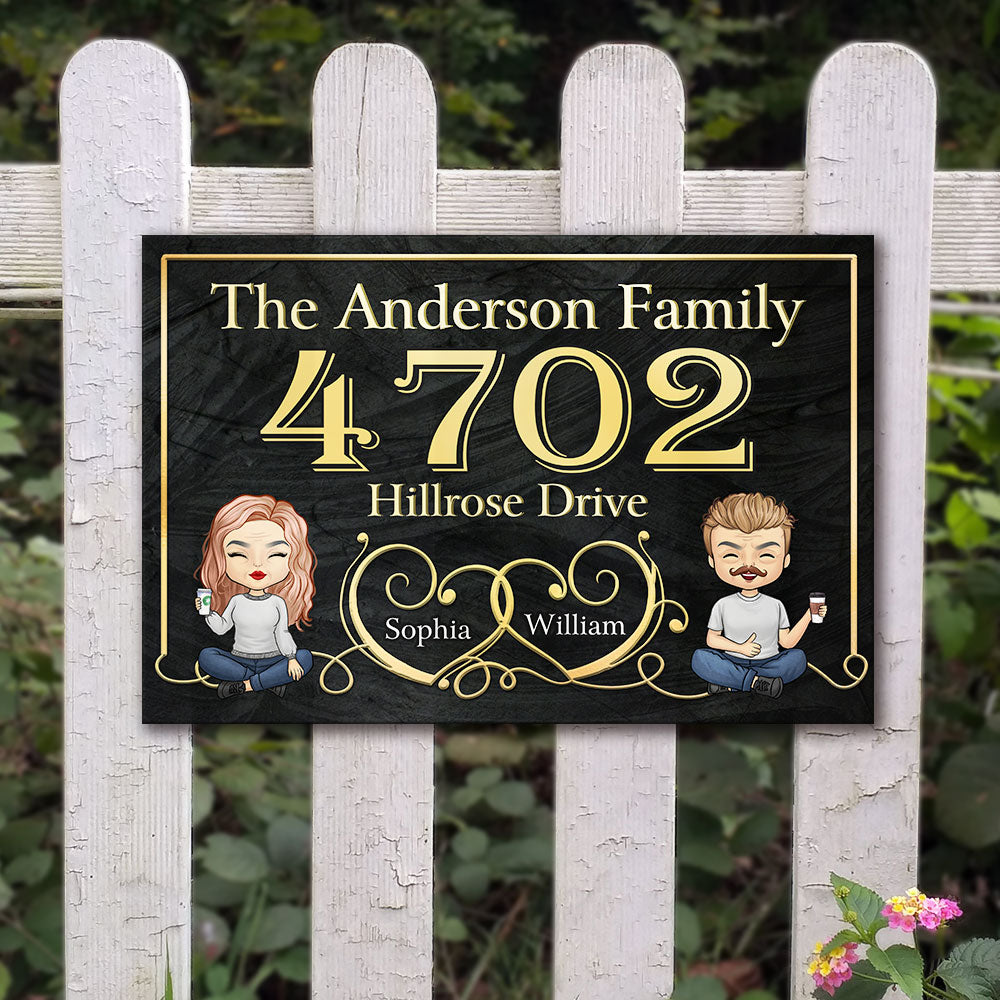Plaque d'adresse en métal pour couple - Cadeau pour couple, mari et femme, plaque en métal personnalisée