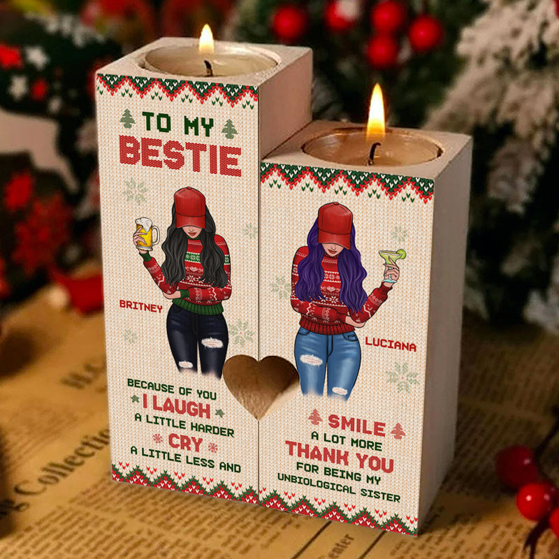 My Unbiological Sister Makes Me Smile A Lot More - Personalized Candle Holder.