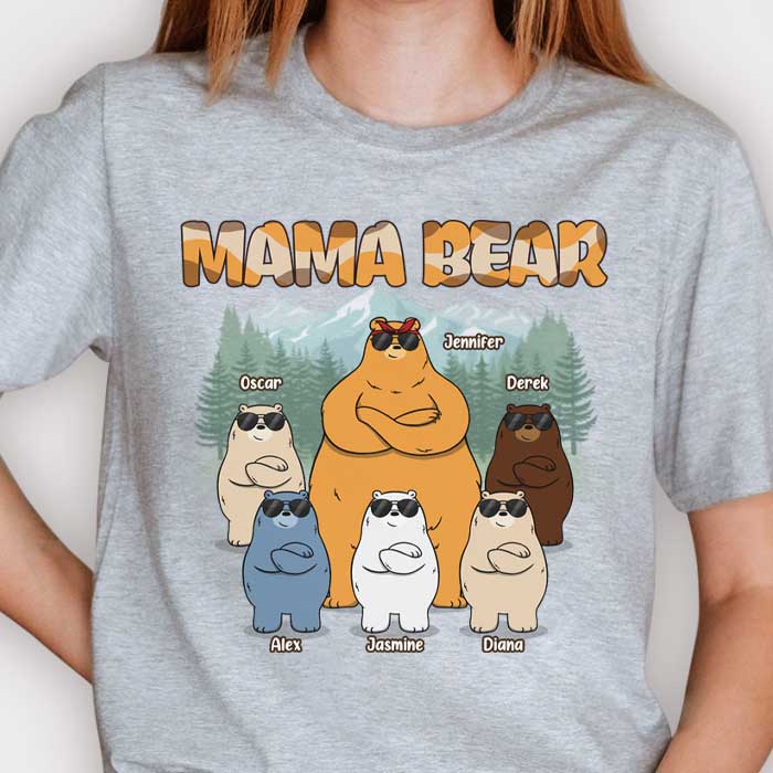 Famille d'oursons Mama &amp; Kids - T-shirt et sweat à capuche unisexe personnalisé - Cadeau pour maman et grand-mère