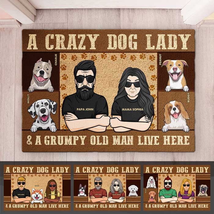 Une folle aux chiens - Tapis décoratif personnalisé - Cadeau pour les amoureux des animaux