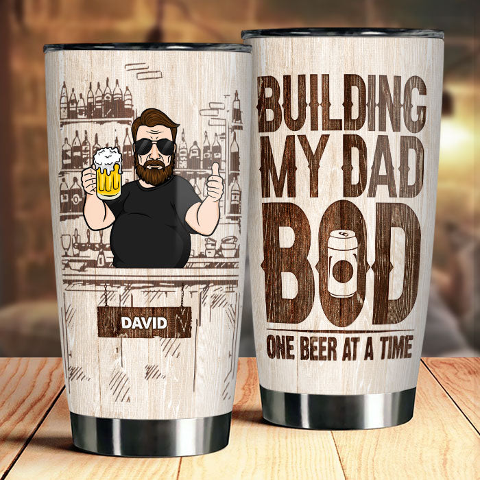 Construire mon corps de père, une bière à la fois - Cadeau pour papa, grand-père - Verre personnalisé
