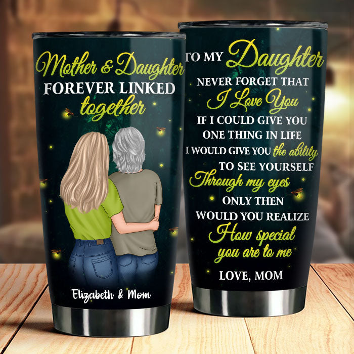 Mère et fille liées à jamais - Verre personnalisé - Cadeau pour fille