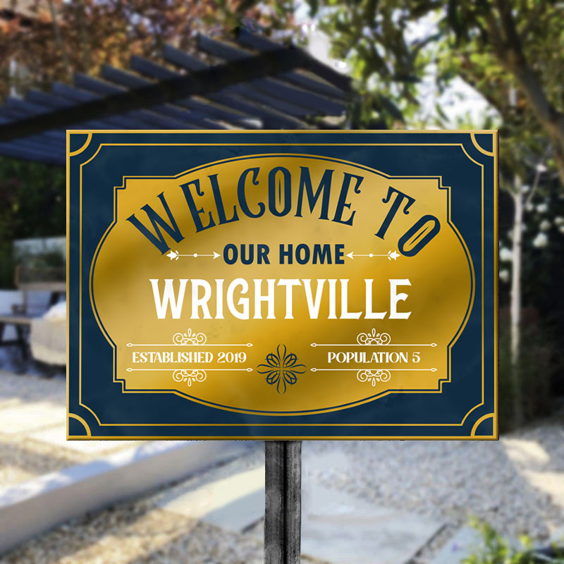 Welcome To Our Home - Personalized Family Metal Sign.