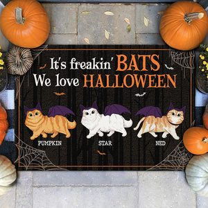 Tapis décoratif personnalisé « We Love Halloween » – Cadeau pour les amoureux des animaux, cadeau d'Halloween