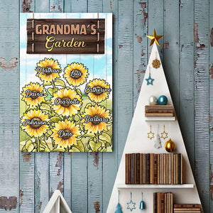 Grandma's Garden Sunflower - Personalized Vertical Poster.