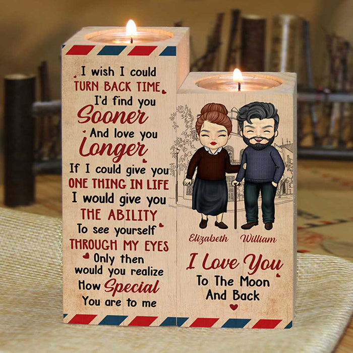 I Love You To The Moon And Back - Gift For Couples, Personalized Candle Holder.