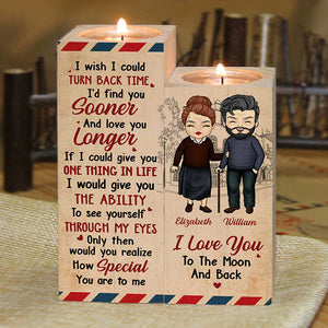 I Love You To The Moon And Back - Gift For Couples, Personalized Candle Holder.