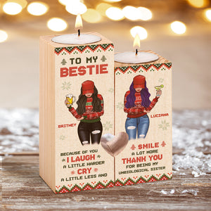 My Unbiological Sister Makes Me Smile A Lot More - Personalized Candle Holder.