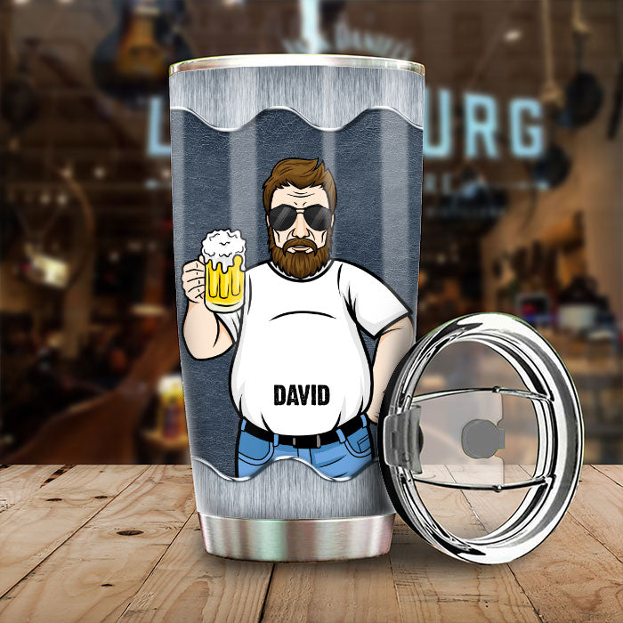Je travaille sur mon corps de père, une bière à la fois - Cadeau pour papa, grand-père - Verre personnalisé