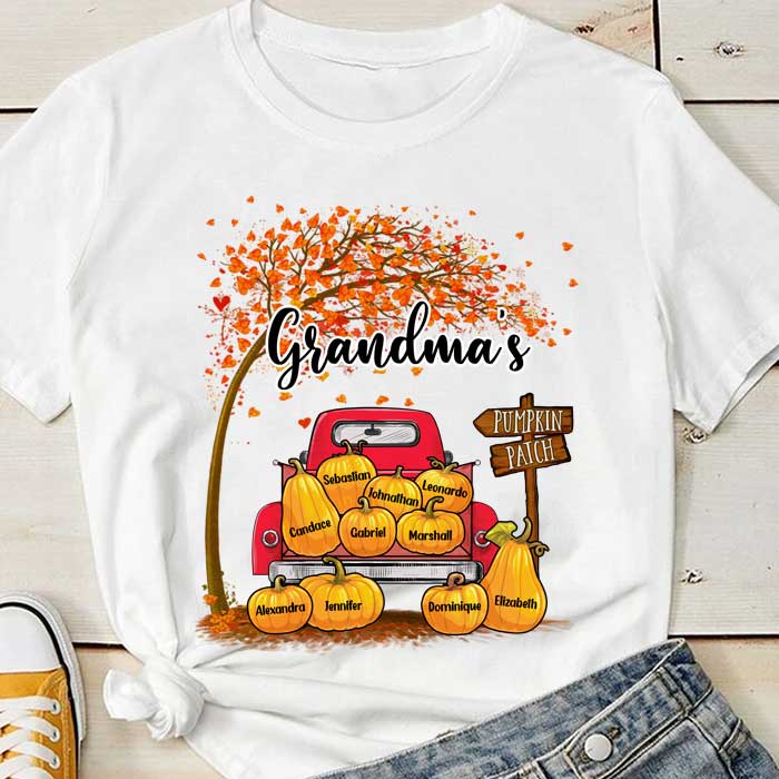 Grandma's Pumpkin Patch Fall - Personalized Unisex T-Shirt.