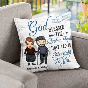 The Broken Road That Led Me Straight To You - Gift For Couples, Personalized Pillow (Insert Included).