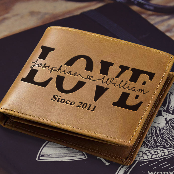 Je t'aimerai toujours - Portefeuille à deux volets personnalisé - Cadeau pour couple, mari et femme