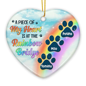 A Piece Of My Heart - Personalized Custom Heart Shaped Ceramic Christmas Ornament - Memorial Gift, Sympathy Gift, Christmas Gift