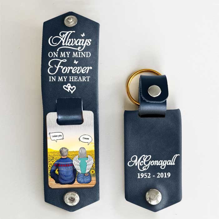 Tu es à jamais dans mon cœur - Porte-clés personnalisé en cuir PU - Cadeau commémoratif, cadeau de condoléances