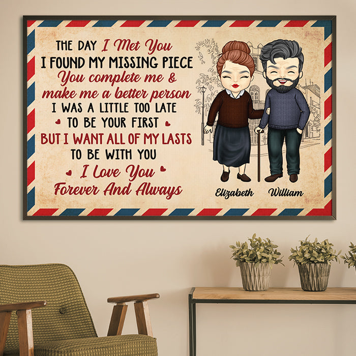 You Make Me A Better Person - Gift For Couples, Personalized Horizontal Poster.