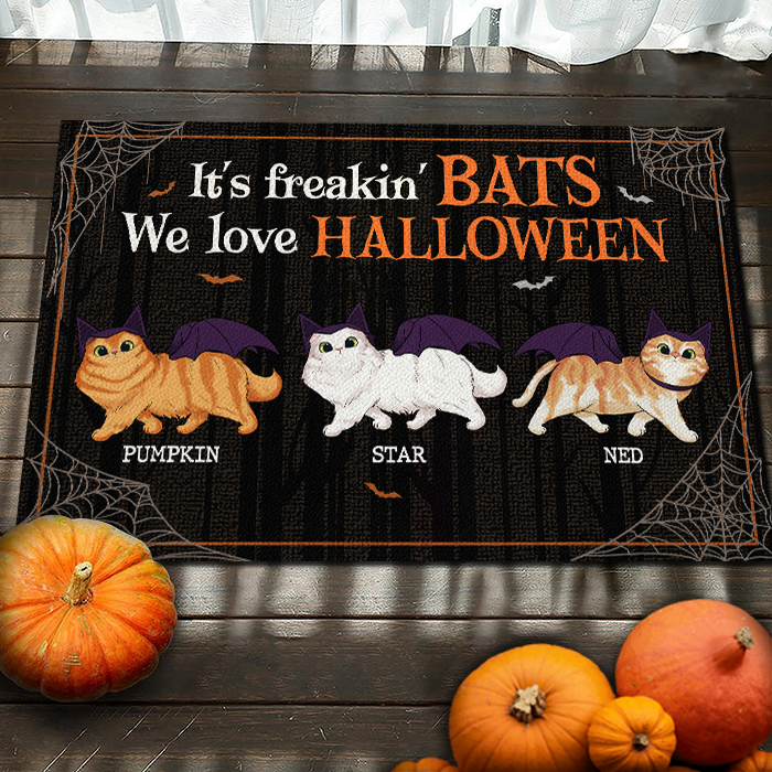 Tapis décoratif personnalisé « We Love Halloween » – Cadeau pour les amoureux des animaux, cadeau d'Halloween
