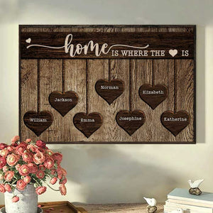La maison est là où se trouve le cœur - Affiche horizontale personnalisée - Cadeau pour couple, mari et femme
