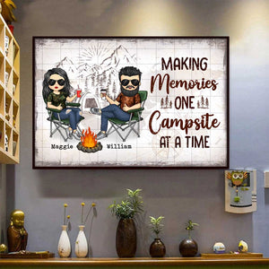 Making Memories One Campsite At A Time - Gift For Camping Couples, Personalized Horizontal Poster.