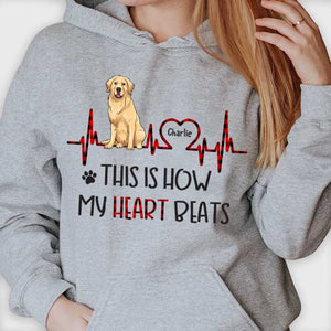C'est ainsi que mon cœur bat ! Cadeau pour les amoureux des chiens, t-shirt unisexe personnalisé, sweat à capuche