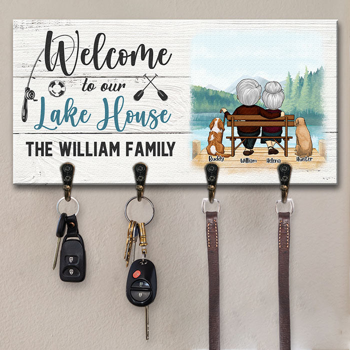 Bienvenue dans notre maison au bord du lac - Porte-clés personnalisé, porte-clés - Cadeau pour couples, mari et femme