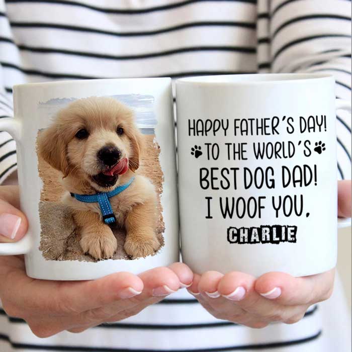 Happy Father's day To The World's Best Dog/Cat Dad - Gift for Dad, Funny Personalized Cat Mug.
